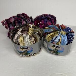 Lot of 4 Xanadu Metallic Eyelash Fun Yarn Crochet Knit Craft Gift DIY 328 yards